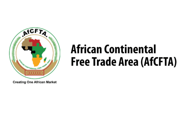 Tanzanian flag with AfCFTA logo and trade symbols
